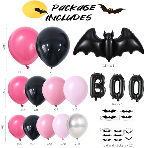 Pink Black Halloween Balloon Arch Kit with Bat & BOO Balloons, 169PCS Party Decorations - Variation of THIS listing