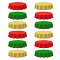 Round Christmas Disposable Plastic Tablecloth - 12 Pcs, Party Cover, Waterproof & Stain-Resistant