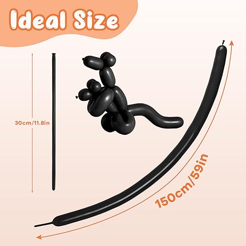 Black 100Pcs Long Balloons for Twisting Animal Models Party Decorations