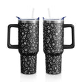 Halloween Ghost 40oz Tumbler Cup with Handle & Straw - Black Ghost Variation