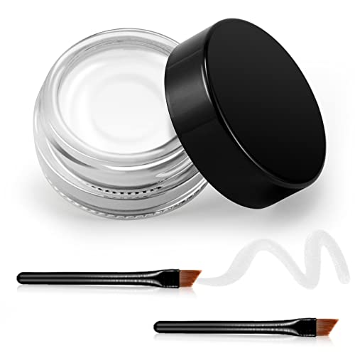 White Gel Eyeliner Waterproof Cream Eyeliner Gel Pot - 04 White with 2 Brushes