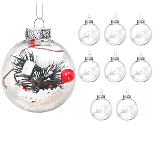 Clear Fillable Christmas Ornaments Balls Set - DIY Holiday Decor, 8 Pcs