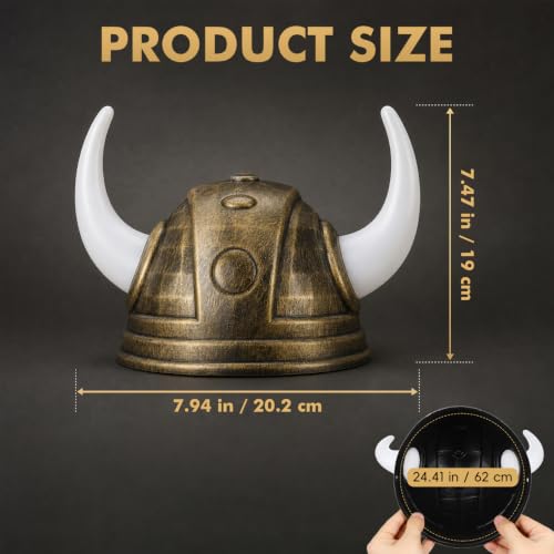 Golden Viking Helmet with Horns - Medieval Barbarian Warrior Party Hat for Kids & Adults