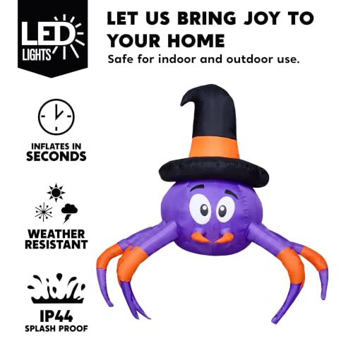 Halloween Inflatable Spider with LED Lights for Car Trunk Decor, 5ft Outdoor Yard Decoration