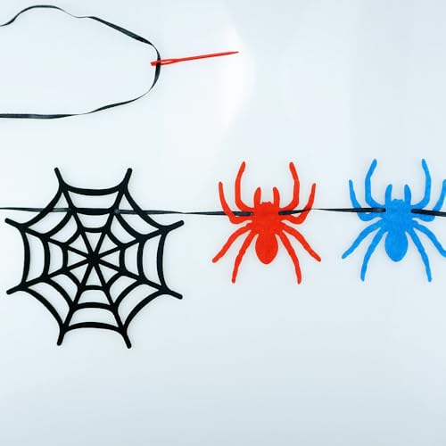 Halloween Spider Web Garland Banner - Felt Hanging Decorations for Home & Party