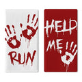Halloween Bloody Hand Prints Kitchen Dish Towels Set of 2 - Run