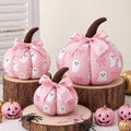 Pink Ghost Halloween Pumpkin Decor Set - 3 Sizes, Fabric Table Centerpieces