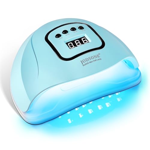 Blue UV LED Nail Lamp with Auto Sensor & 4 Curing Modes - Fast Gel Dryer for Home & Salon
