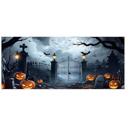 Halloween Garage Door Banner - Terror Gate 7x16Ft - Outdoor Haunted Decorations (Variation of THIS listing)