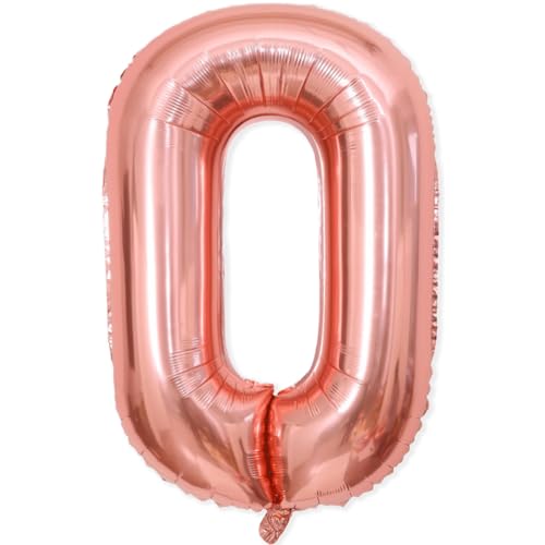Rose Gold Number 0 Balloon - 40 Inch Foil Party Decor for Birthday Graduation Wedding