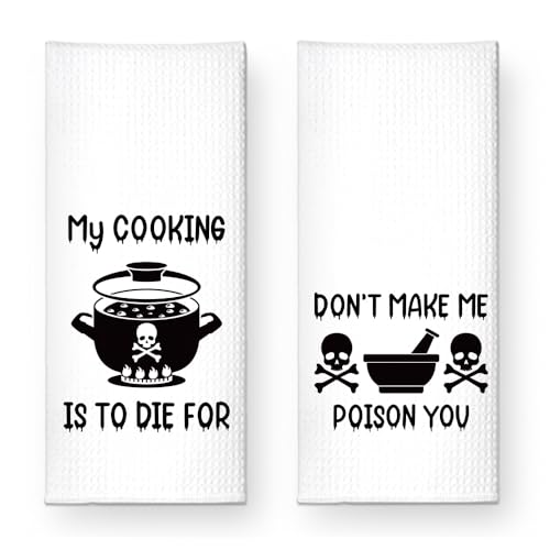 Don’t Make Me Poison You Kitchen Towels 2 Pack - My Cooking, Sarcastic Halloween Decor