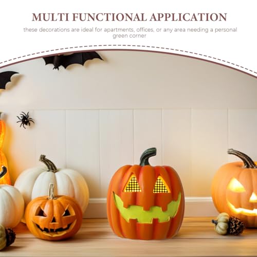 Lighted Halloween Jack-O'-Lantern Decor - 6.3 Inch Resin Tabletop Accent
