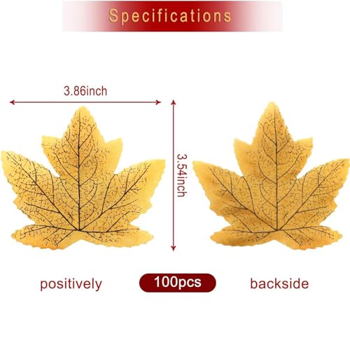 Artificial Maple Leaves Fall Decorations 100Pcs Bright Yellow Autumn Leaf Props