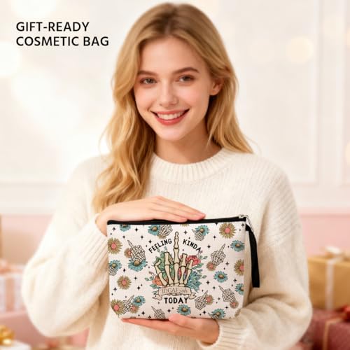 Funny Skeleton Makeup Bag - Multicolor 0983 Sarcastic Toiletry Bag for Women & Mom