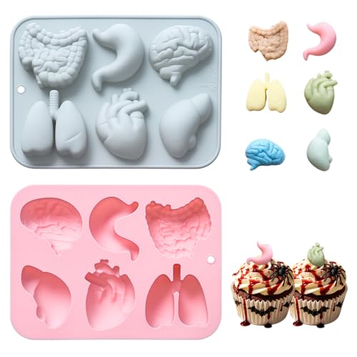 Halloween Realistic Human Organ Silicone Mold 2 Pack for Cake & Candy Decoration