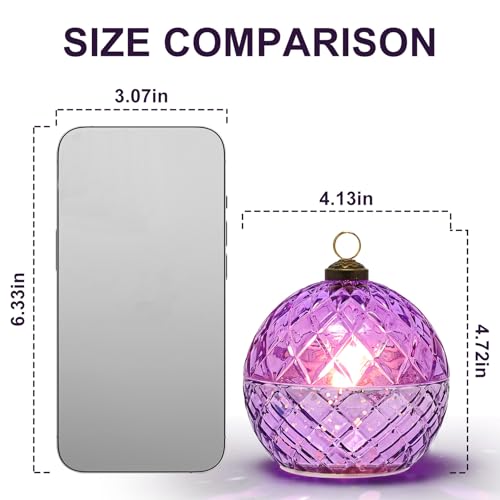 Purple Flameless LED Candles - Battery Operated Flickering Jar Lights for Holiday & Home Decor