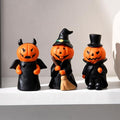Halloween Miniature Pumpkin Figurines Set of 3 - Resin Decorations for Tabletop Fireplace Mantle Indoor Gifts