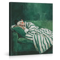 Emerald Green Woman Canvas Wall Art - Abstract Bedroom Decor - Variation D