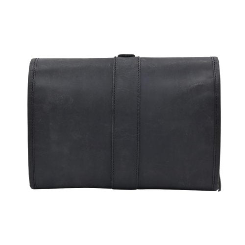 Autentico Leather Genuine Buffalo Leather Hanging Toiletry Bag with Waterproof Lining for Men & Women Handcrafted Vintage Distressed Brownn Leather Dopp Kit, Travelling Kit (Black)