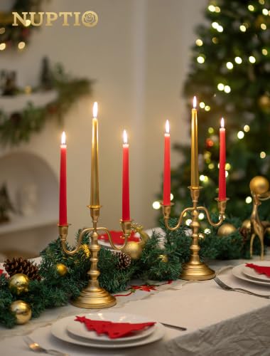 Gold 3-Arm Candle Holder Set - Brass Candelabra for Dining & Decor - 2 Pcs