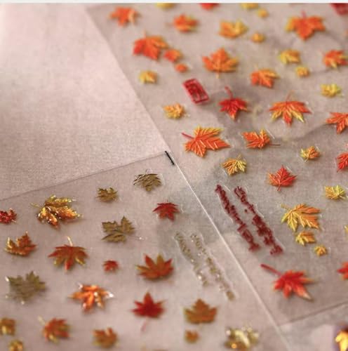 Fall Maple Leaf Nail Stickers - Autumn 5D Embossed Decals for Nails - Color06