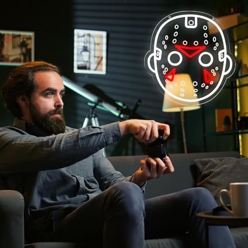 Horror Movies Neon Sign - Friday The 13th Wall Decor, Dimmable LED Light for Room Man Cave Halloween T-Horror Movie Variation