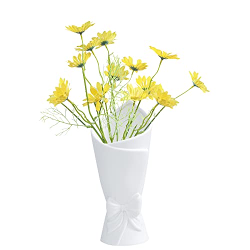Matte White Bowknot Ceramic Vase - Modern Home Decor, Model B