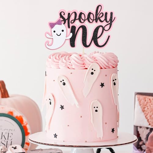 Spooky 1st Birthday Cake Topper Halloween Party Decoration Glitter