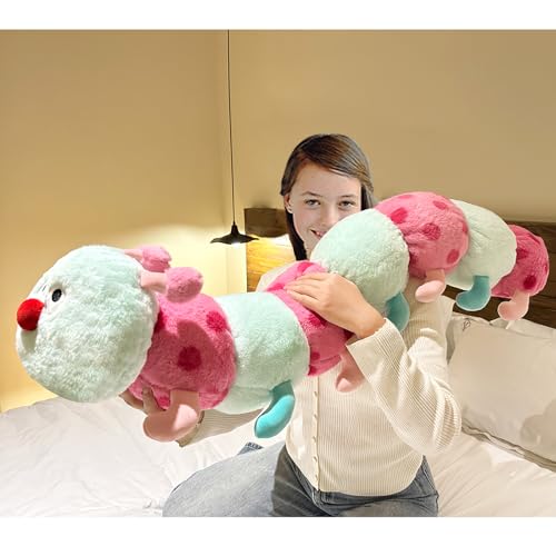 Long Plush Caterpillar Pillow - Green 43 Inch Kids & Adults Home Decor