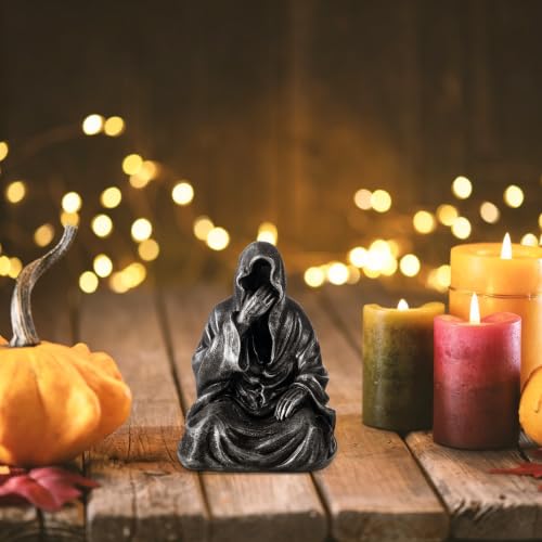 Black Gothic Grim Reaper Resin Figurines Set of 3 Halloween Decor
