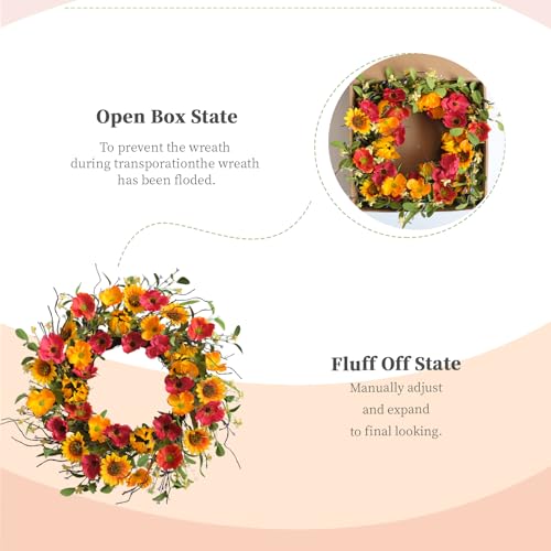 22-Inch Fall Sunflower Wreath for Front Door & Home Decor - Autumn Floral Arrangement