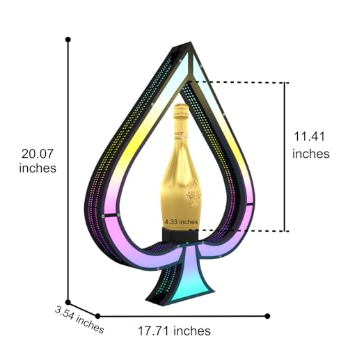 LED Ace of Spades Champagne Bottle Display with Remote Control - Color Adjustable Lighted Liquor Holder for Bars & Parties