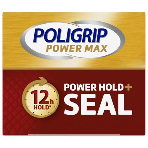 Poligrip Power Max Power Hold plus Seal Denture Adhesive Cream, Denture Cream for Secure Hold and Food Seal, Flavor Free - 2.2 oz (Pack of 4)