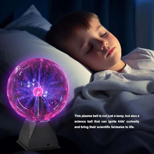 PowerTRC 8 Inch Plasma Globe Night Lamp - Interactive Touch & Sound Science Decor, USB Powered, Kids & Party Gift - Variation #3