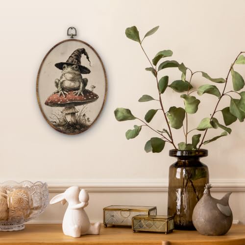 Halloween Witch Frog Mushroom Oval Wall Art Decor - Variation 2