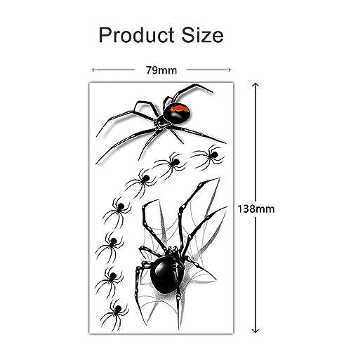 Halloween Temporary Tattoos Set for Kids and Adults - 10 Sheets with Skull Ghost Spider Designs