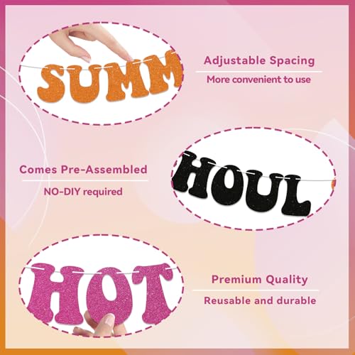 Halloween Party Banner - Summerween Ghoul Summer Decorations, Spooky Bunting