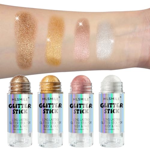 Multi-Use White Roll-On Face & Body Glitter Stick - Moisturizing & Brightening - Portable Cosmetic