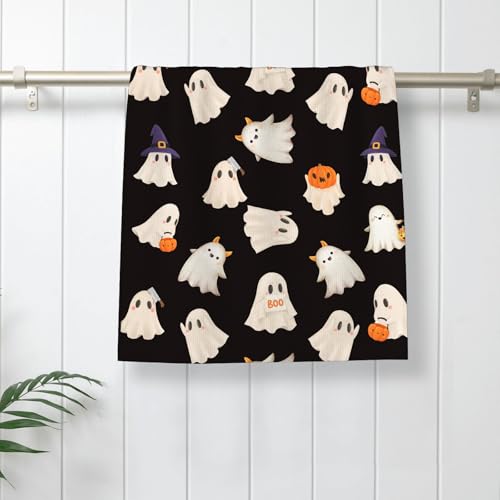 Halloween Kitchen Towels 16x24 Inch Black Ghost Pumpkin Fall Decor Set of 2