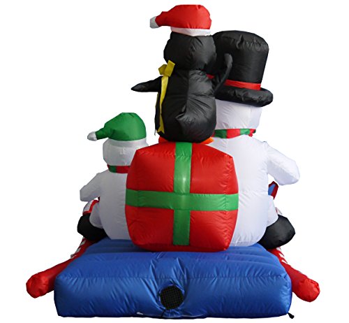 6 Ft Lighted Inflatable Snowman with Penguin Holiday Decor - Outdoor Christmas Decoration