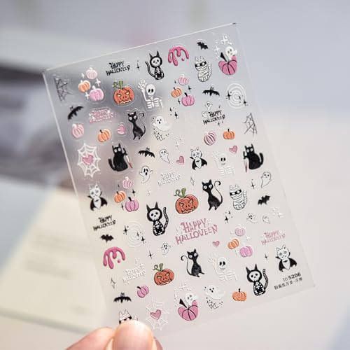 DIY Nail Art Stickers Set - Pink Frights Embossed 3D Nail Charms & Decals
