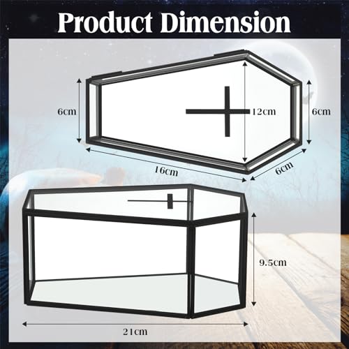 2 Pack Glass Coffin Jewelry Boxes with Lid - Gothic Halloween Decor