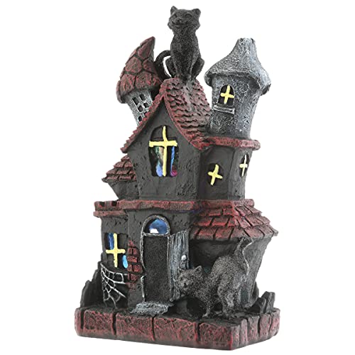 Pre-Lit Haunted House Halloween Decoration with LED Lights - 7 Inches