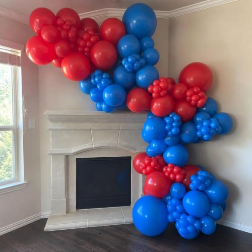 Red Blue Black Balloons for Spider Theme Birthday Party Decorations - 45 Pack