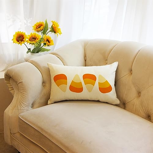 Halloween Candy Corn Throw Pillow Cover 12x20 Inch Orange Home Decor
