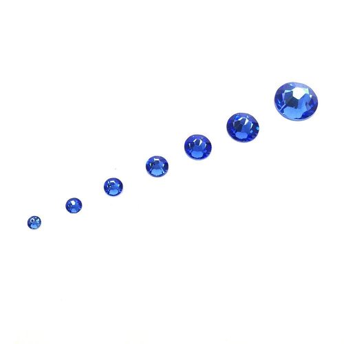 SAPPHIRE (206) blue 144 pcs Swarovski 2058/2088 Crystal Flatbacks blue rhinestones nail art mixed with Sizes ss5, ss7, ss9, ss12, ss16, ss20, ss30
