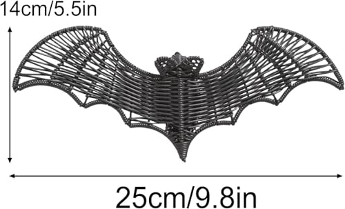 Halloween Bat Decorations, Woven Rattan Hanging Ornaments, 9.8in Set