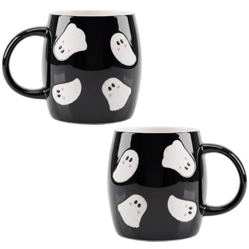 Halloween Ghost Coffee Mugs Set - 12 oz Ceramic Ghosts with Variation 12 oz Halloween Ghost