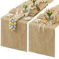 Khaki Burlap Table Runner Set - 2 Pieces 13x84 Inches Farmhouse Decor