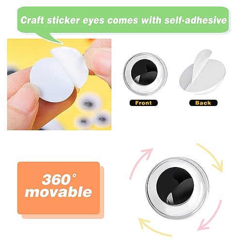 Self-Adhesive Wiggle Googly Eyes Set - 800pcs Assorted Sizes for Crafts and DIY